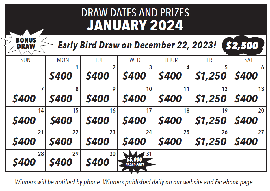january 2024 lottery cash draws